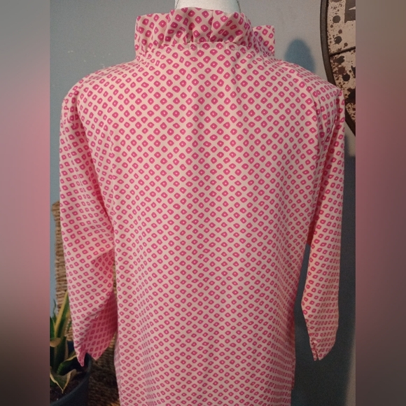Michelle McDowell Pink & White Blouse Size Medium - Picture 3 of 11